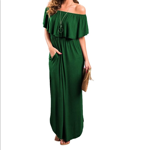 THANTH Dresses & Skirts - Off The Shoulder Ruffle Maxi Dress
